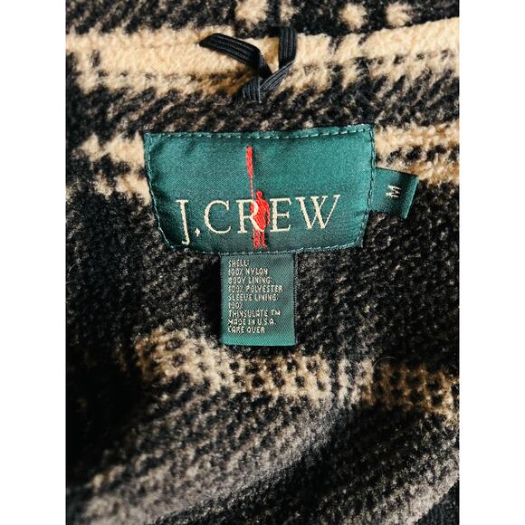 J.Crew Hoodie Coat Water Resistant Size M Flannel Fully Lined Zip Front Closure - Picture 9 of 11